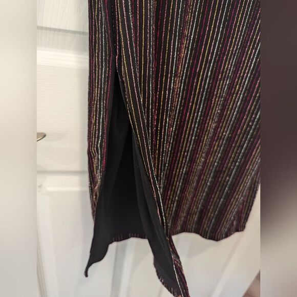 NWT French Connection PAULA KEYHOLE DRESS Midi dresses sz S black stripe party - Picture 13 of 15